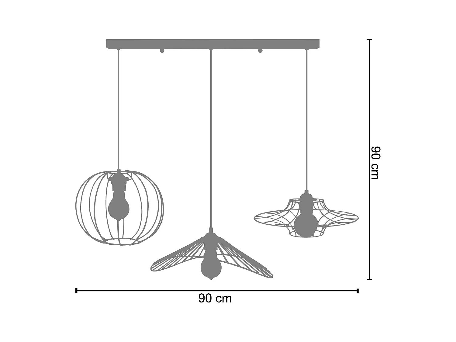 Suspensão TOSEL  ASOLO,LADY,UFO metal bar preto D90 x  H90  cm