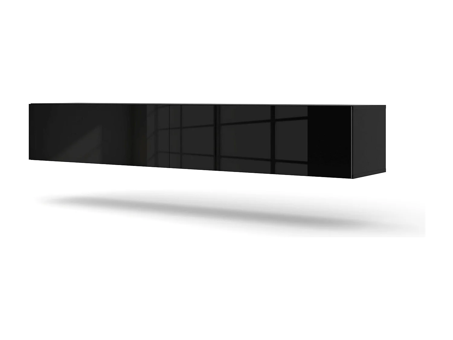 Meuble TV suspendu BINGO 180 cm noir brillant