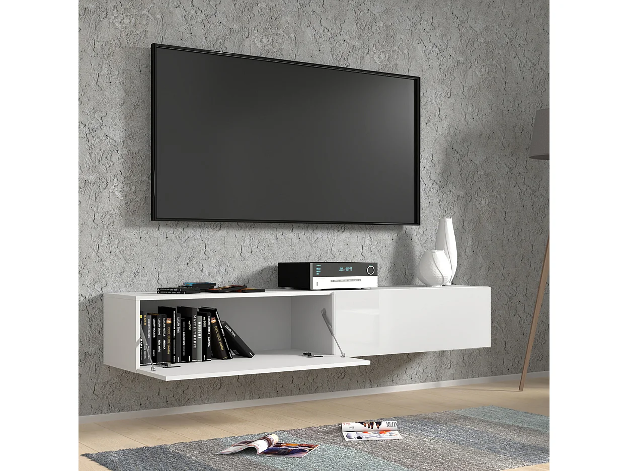 Mobile TV sospeso BINGO 180 cm bianco lucido