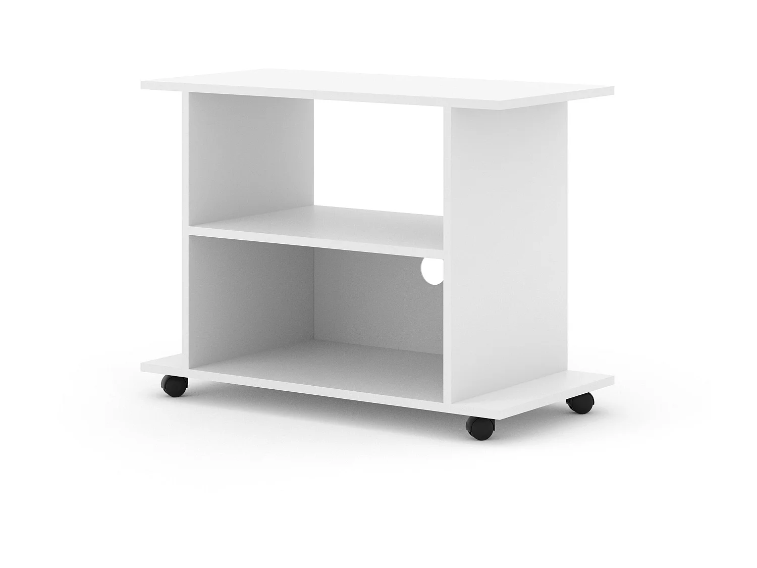 Mueble de TV YOGI de 80 cm con ruedas en blanco mate