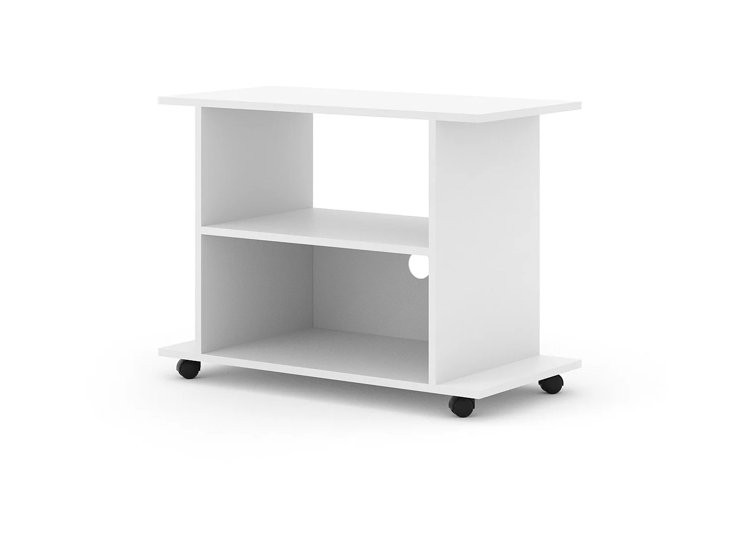 Meuble TV YOGI 80 cm avec roulettes blanc mat