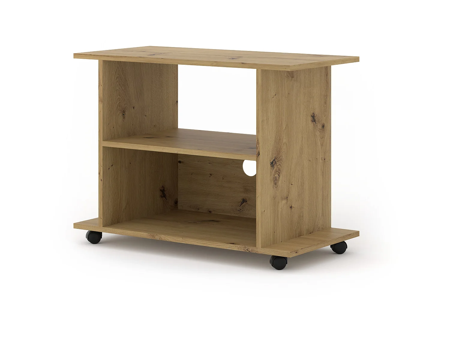 Meuble TV YOGI 80 cm avec roulettes chêne artisan