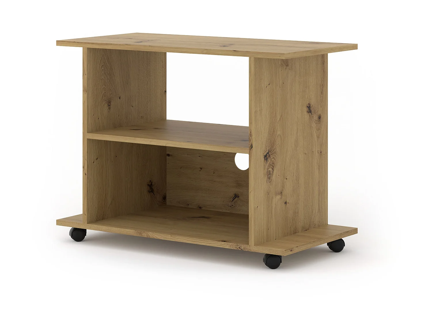 Meuble TV YOGI 80 cm avec roulettes chêne artisan