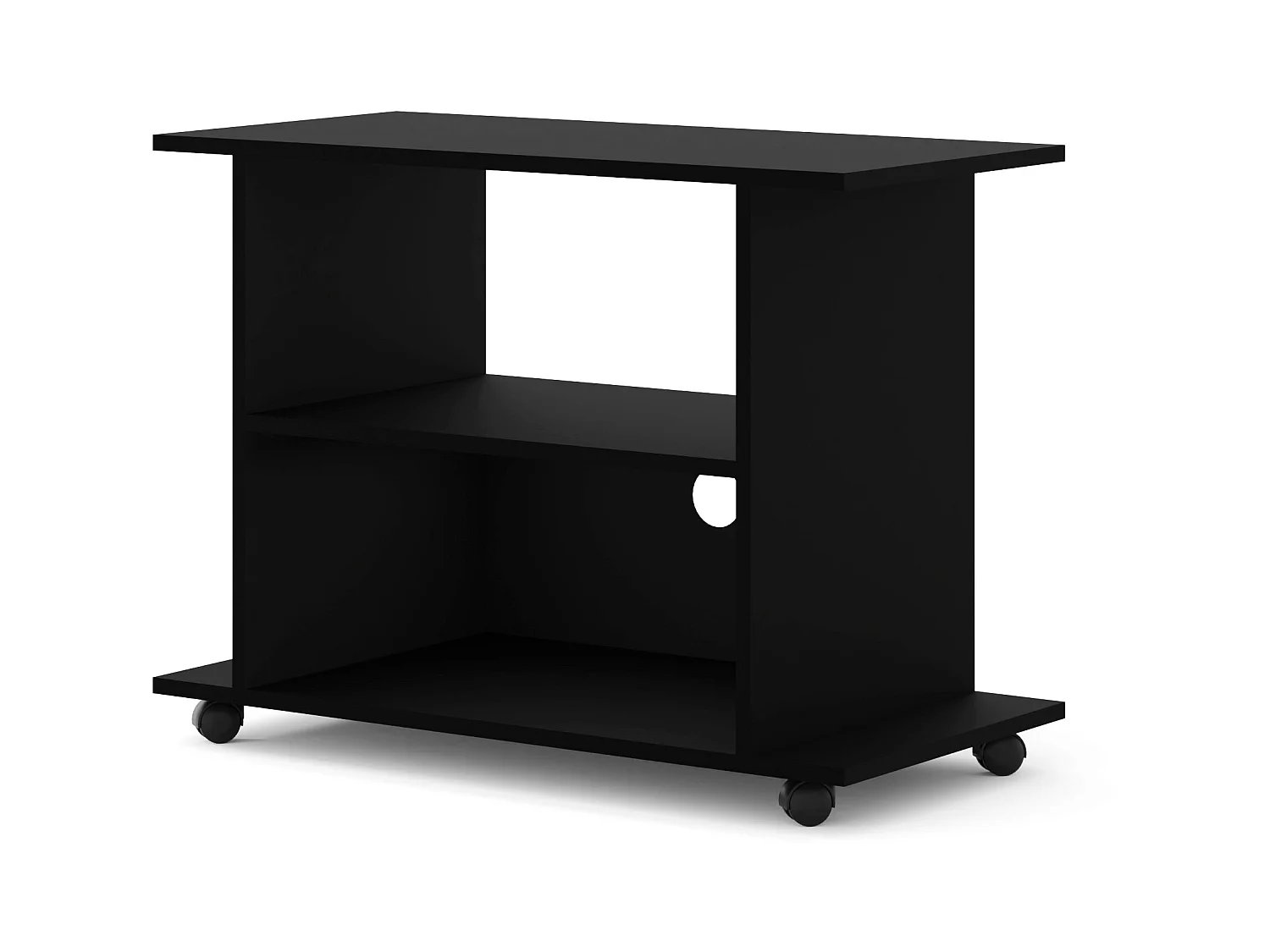 Meuble TV YOGI 80 cm avec roulettes noir mat