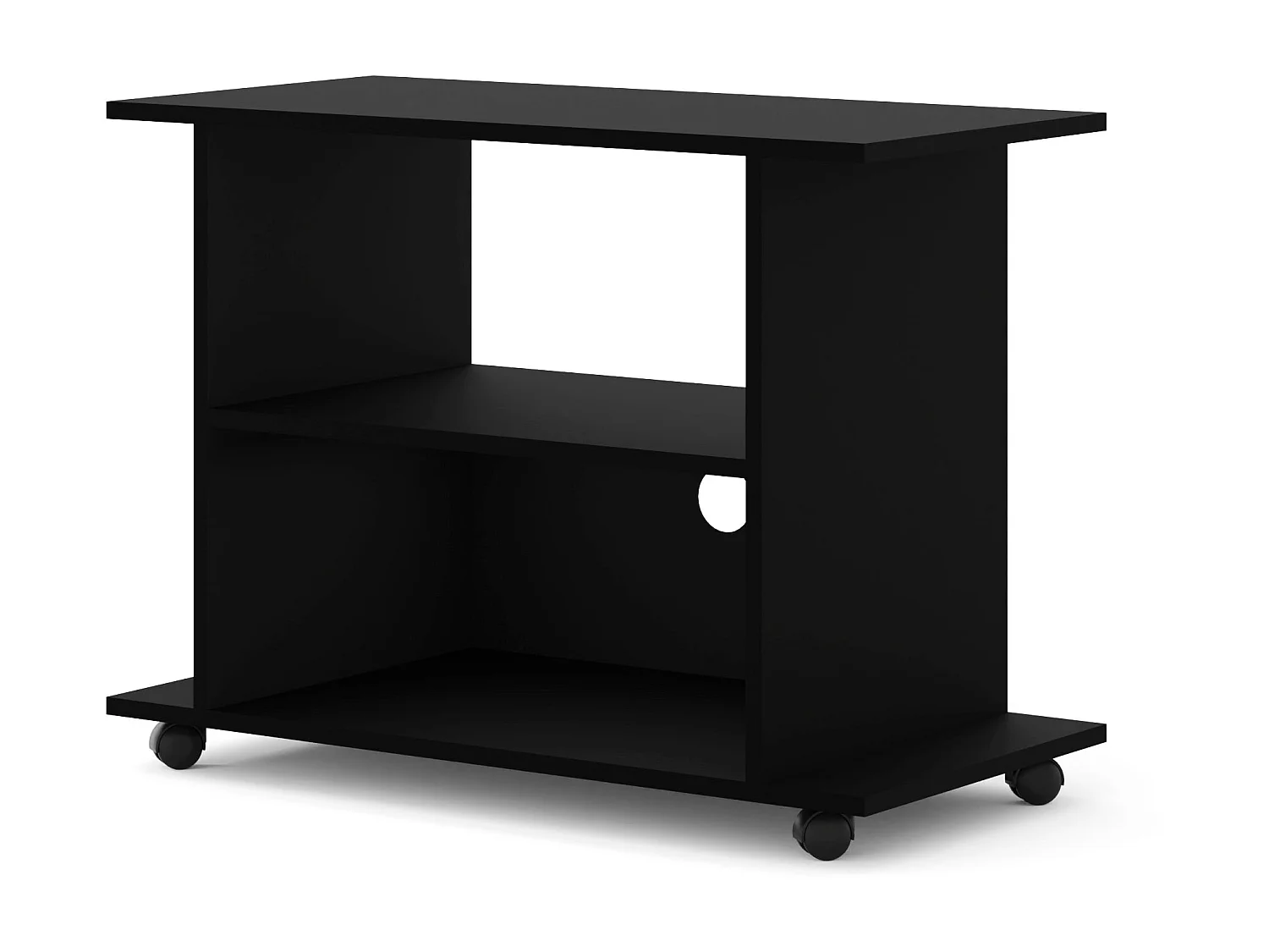 Meuble TV YOGI 80 cm avec roulettes noir mat