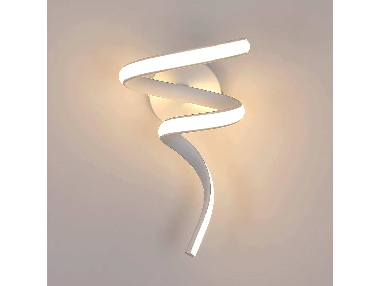 Applique murale moderne spirale LED, blanc, en métal, 18w 1750lm, 3500k , 42 * 24 CM, lumière blanc chaud