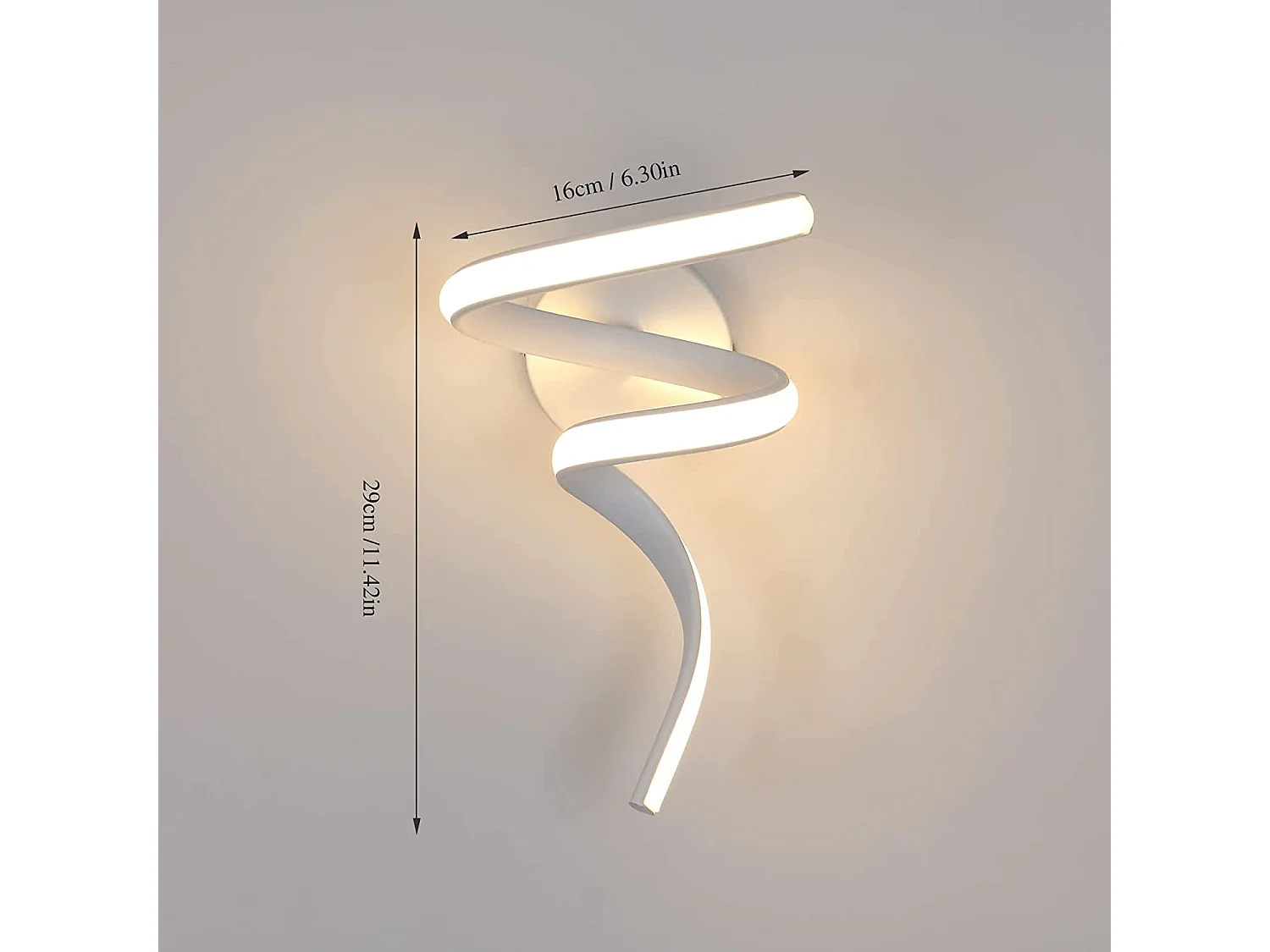Applique murale moderne spirale LED, blanc, en métal, 18w 1750lm, 3500k , 42 * 24 CM, lumière blanc chaud