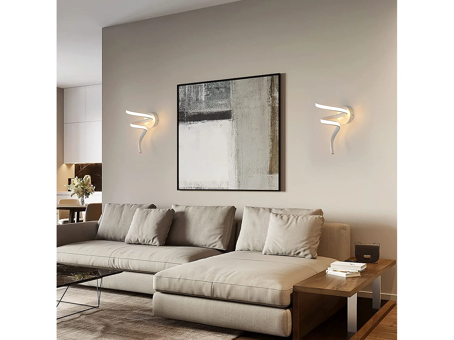 Applique murale moderne spirale LED, blanc, en métal, 18w 1750lm, 3500k , 42 * 24 CM, lumière blanc chaud