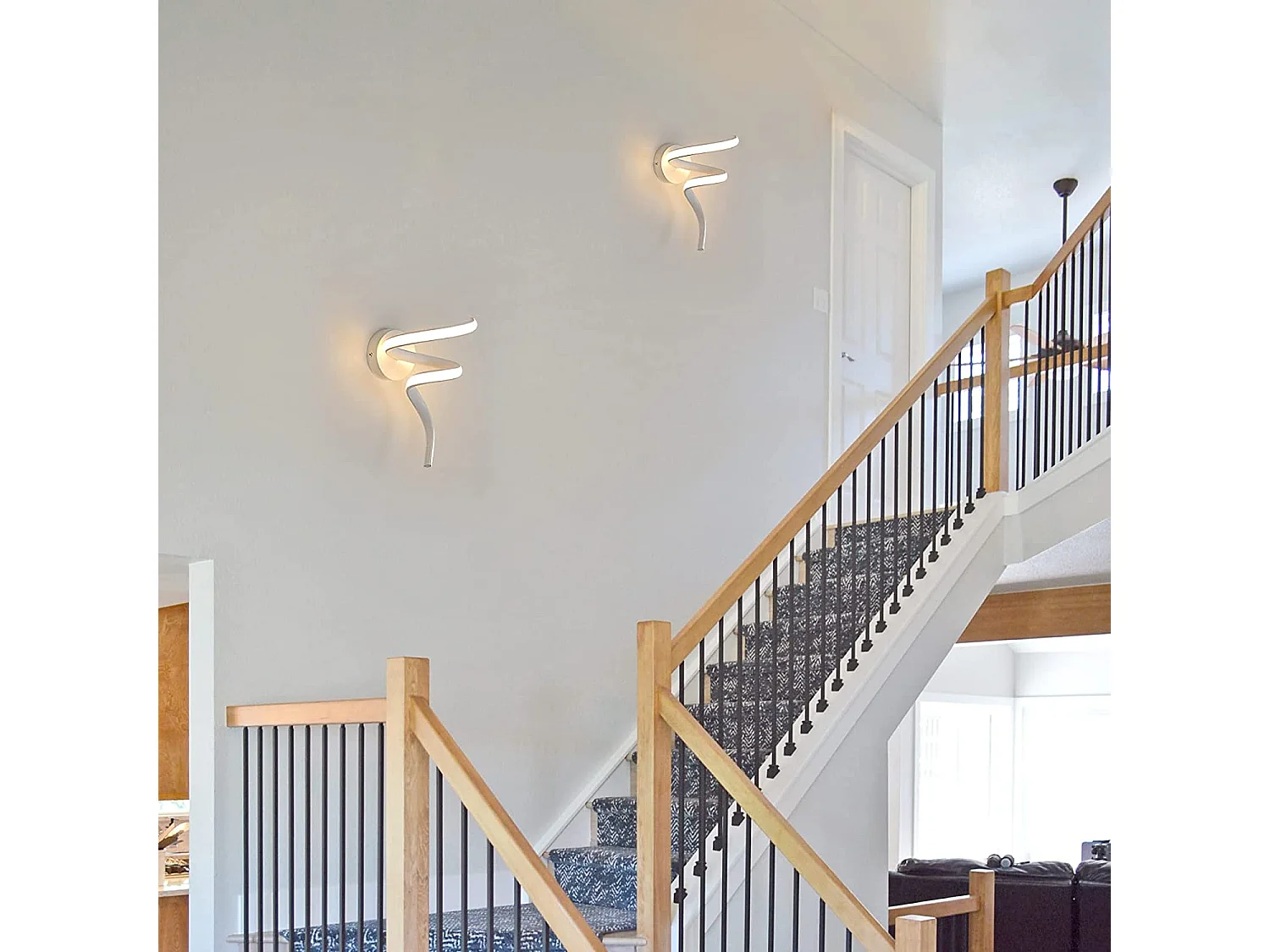 Applique murale moderne spirale LED, blanc, en métal, 18w 1750lm, 3500k , 42 * 24 CM, lumière blanc chaud