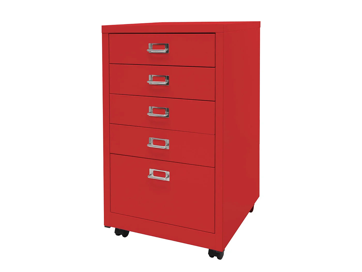 Caisson roulant HWC-L49 - armoire à tiroirs en acier armoire à dossiers - métal 75x40x41cm 5 tiroirs - rouge