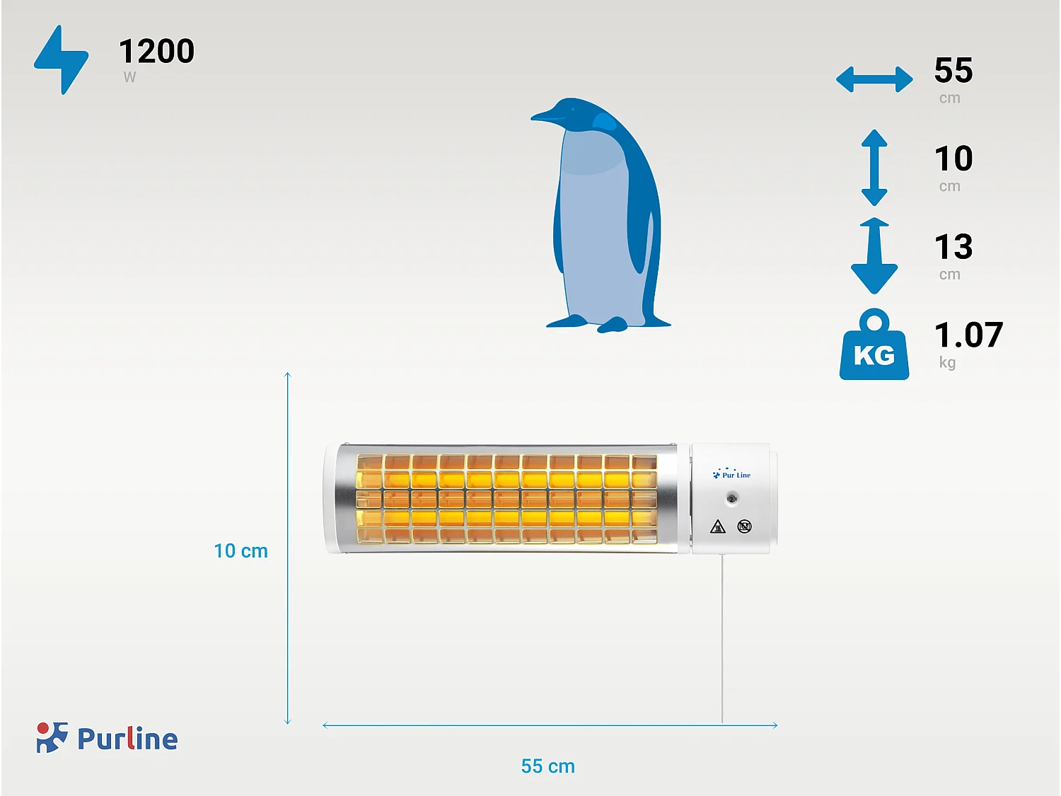 Aquecedor de halogéneo para banho 1200W