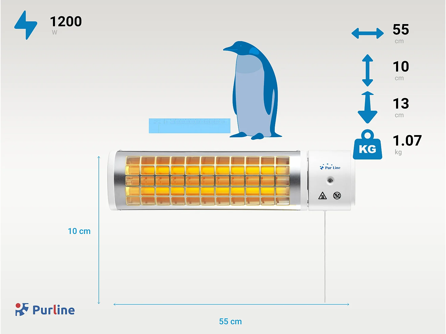 Chauffage halogène 1200W pour alle de bain