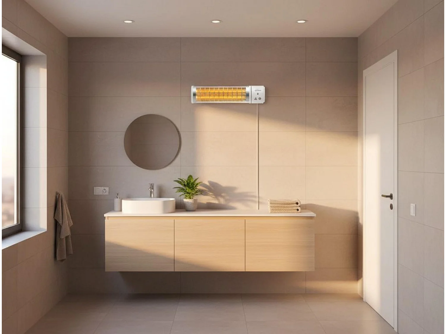 Chauffage halogène 1200W pour alle de bain