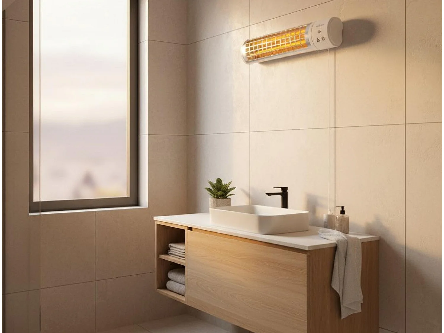 Chauffage halogène 1200W pour alle de bain