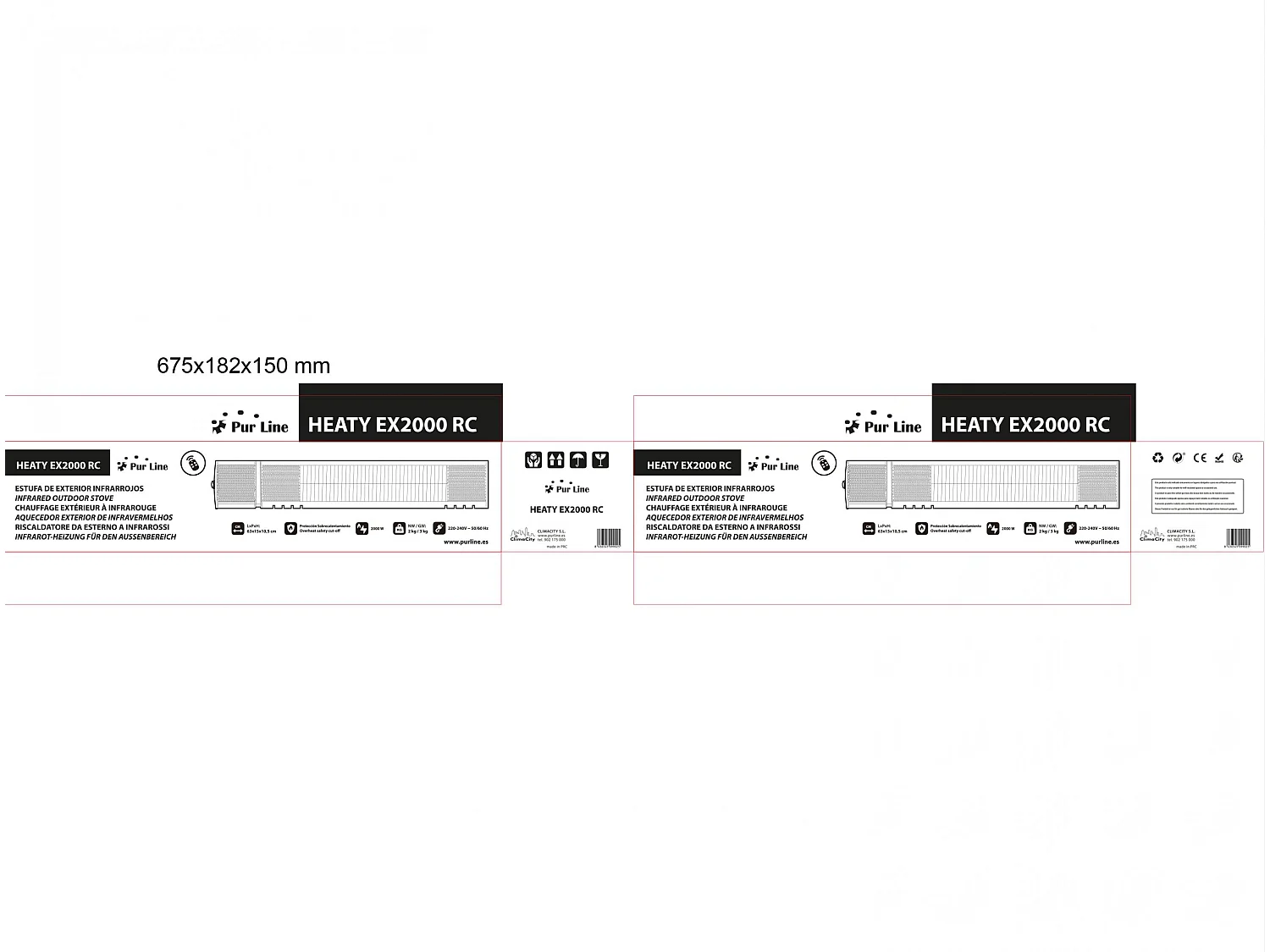 Chauffage halogène 2000W sur pied hauteur réglable, pour intérieure ou extérieure
