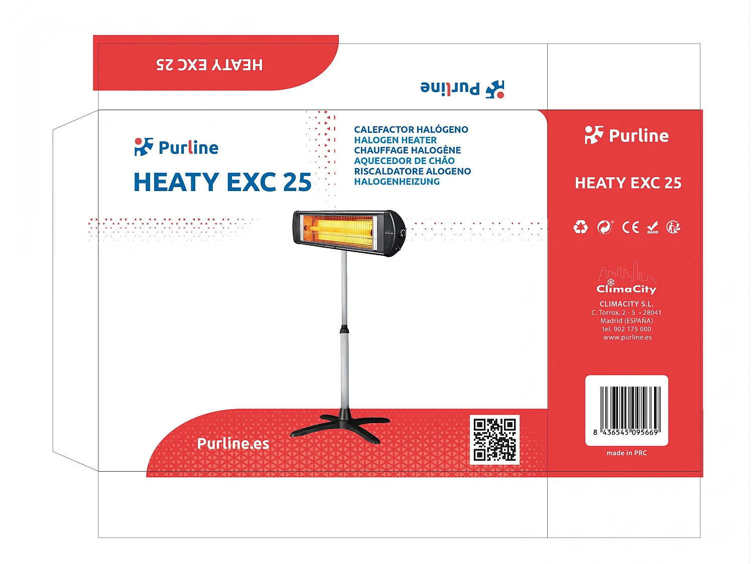 Aquecedor de chão ou parede de infravermelhos para uso interior ou exterior