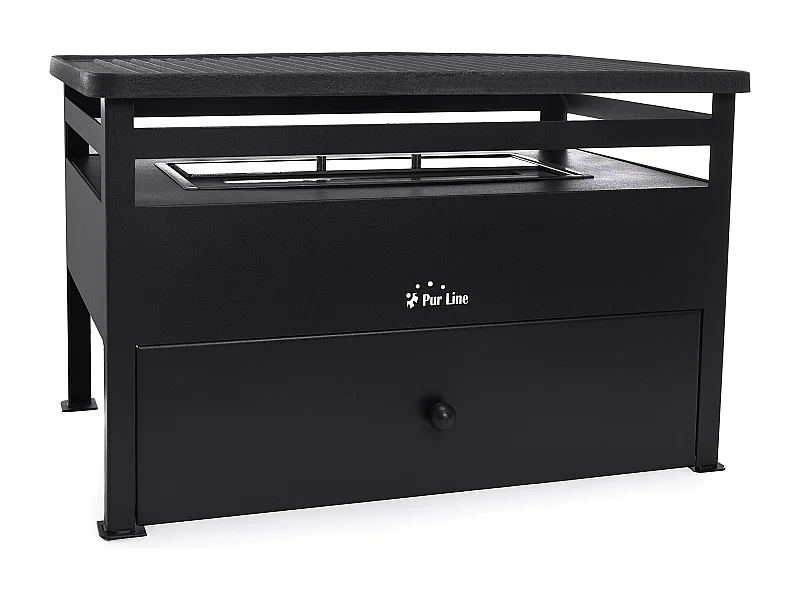 Churrasqueira de biocombust?vel com grelha de ferro fundido