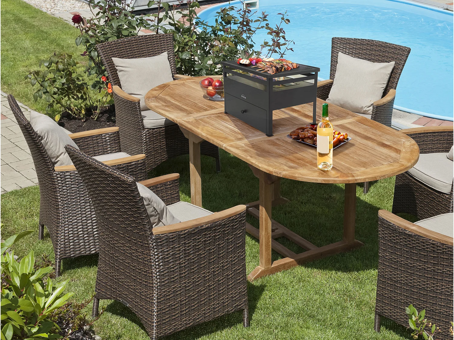 Churrasqueira de biocombust?vel com grelha de ferro fundido