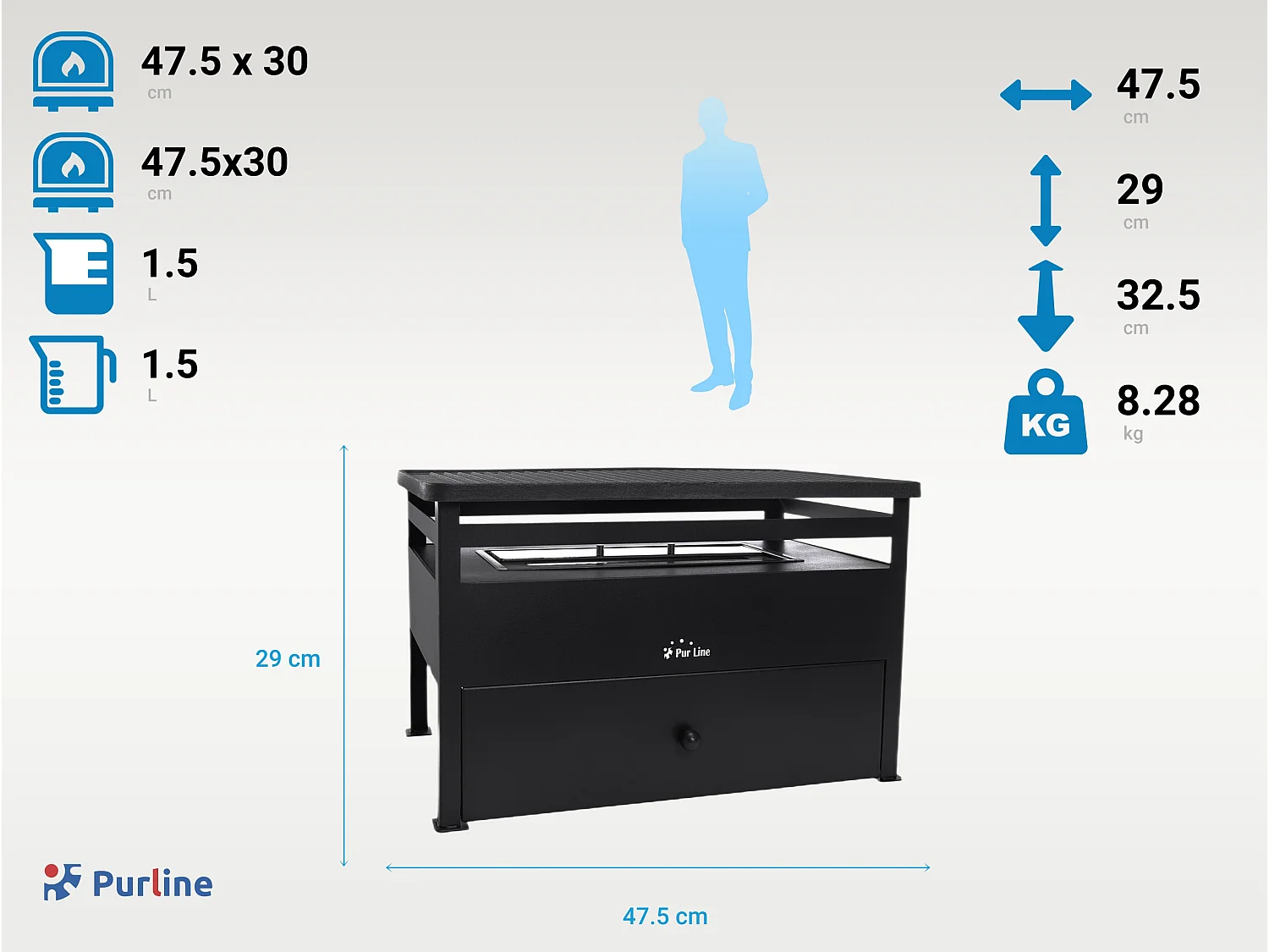 Churrasqueira de biocombust?vel com grelha de ferro fundido