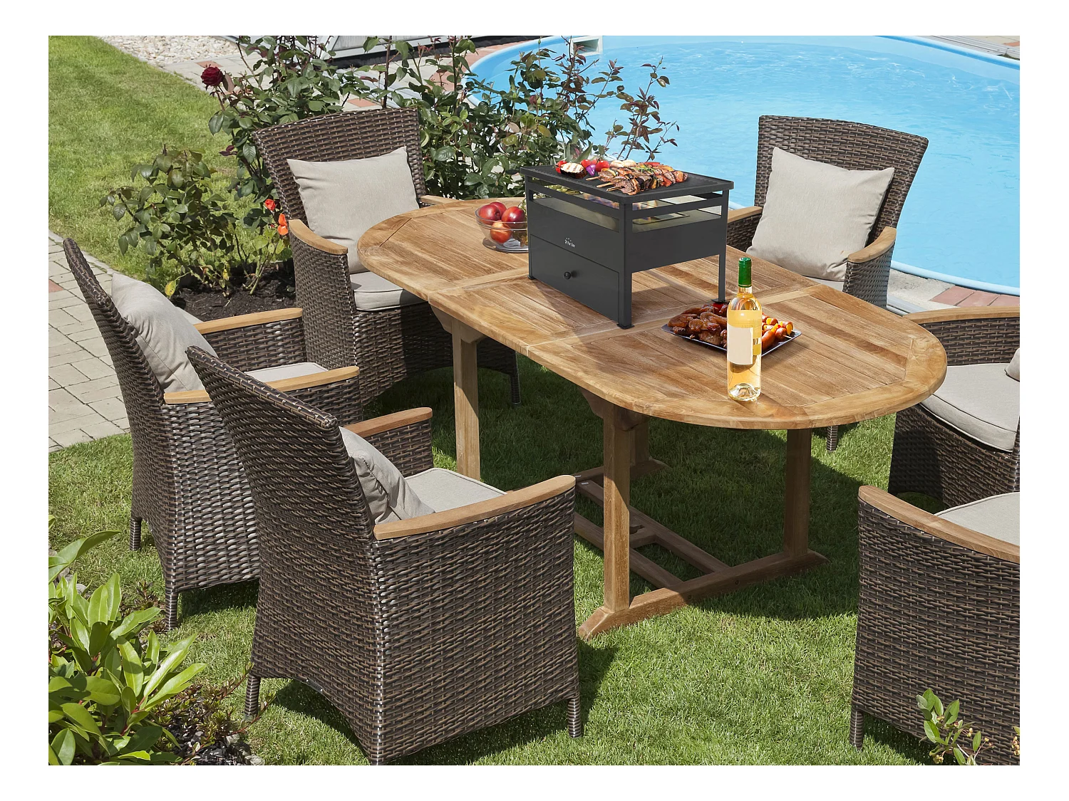 Barbacoa de etanol 1.5L acero rojo y plancha rectangular de hierro