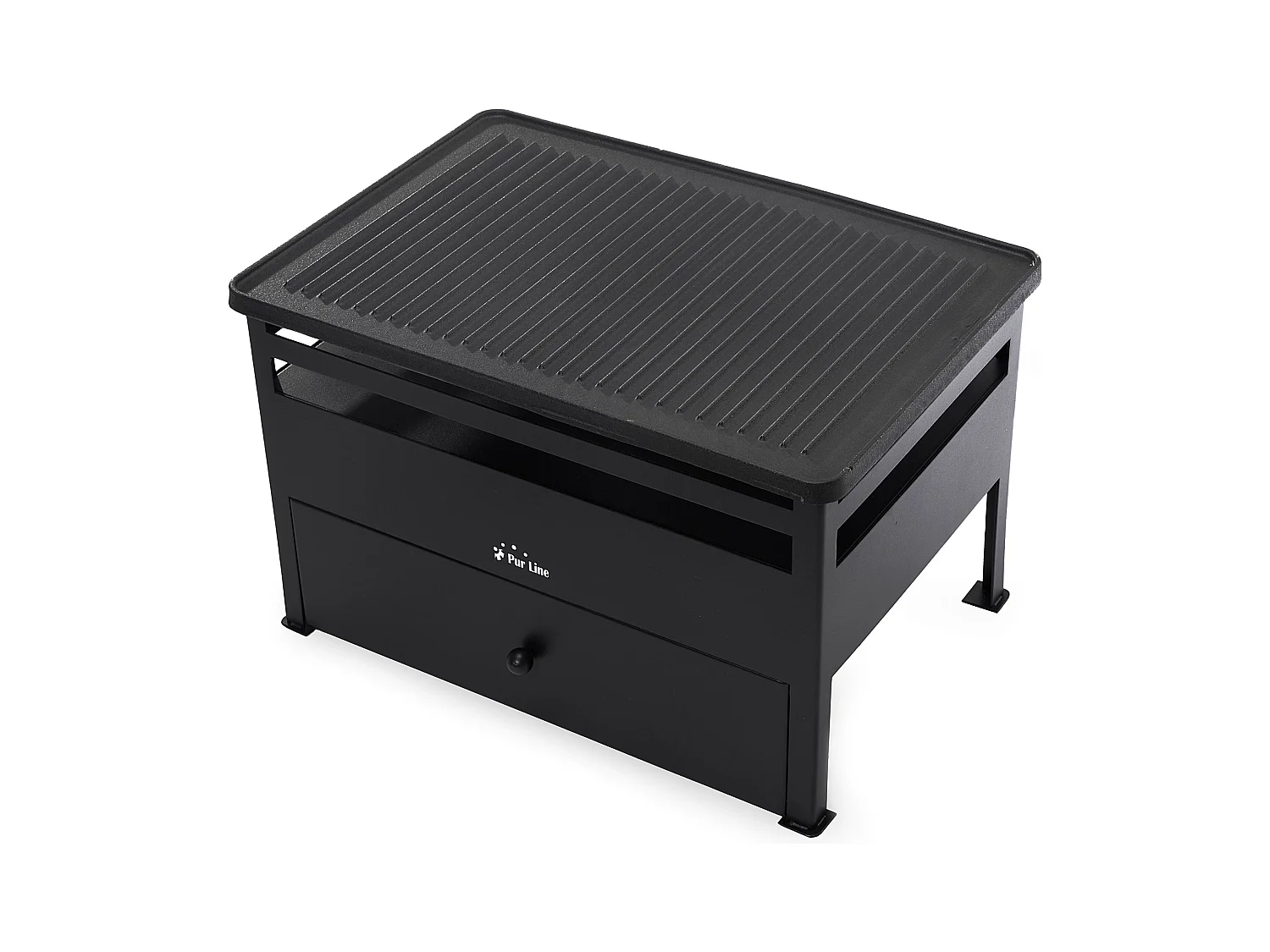 Barbacoa de etanol 1.5L acero rojo y plancha rectangular de hierro