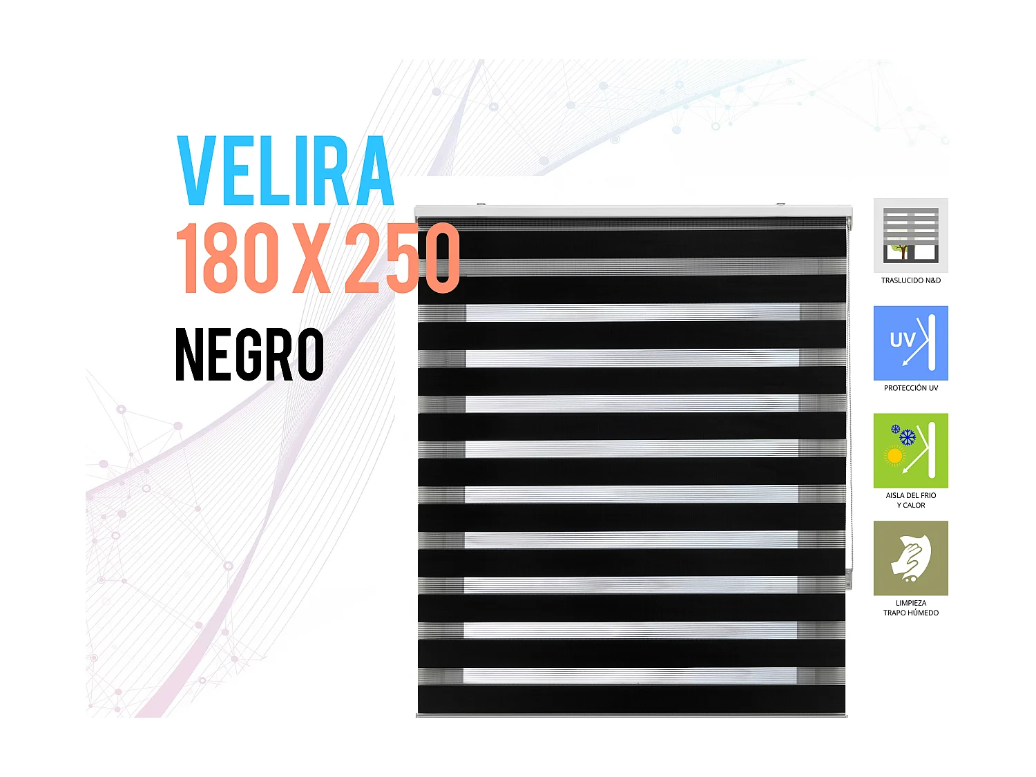 Cortina de rolo bicolor noite e dia com tricô duplo e corrente manual