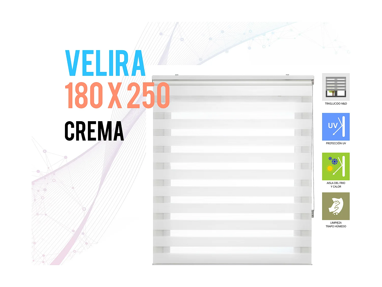 Cortina de rolo bicolor noite e dia com tricô duplo e corrente manual