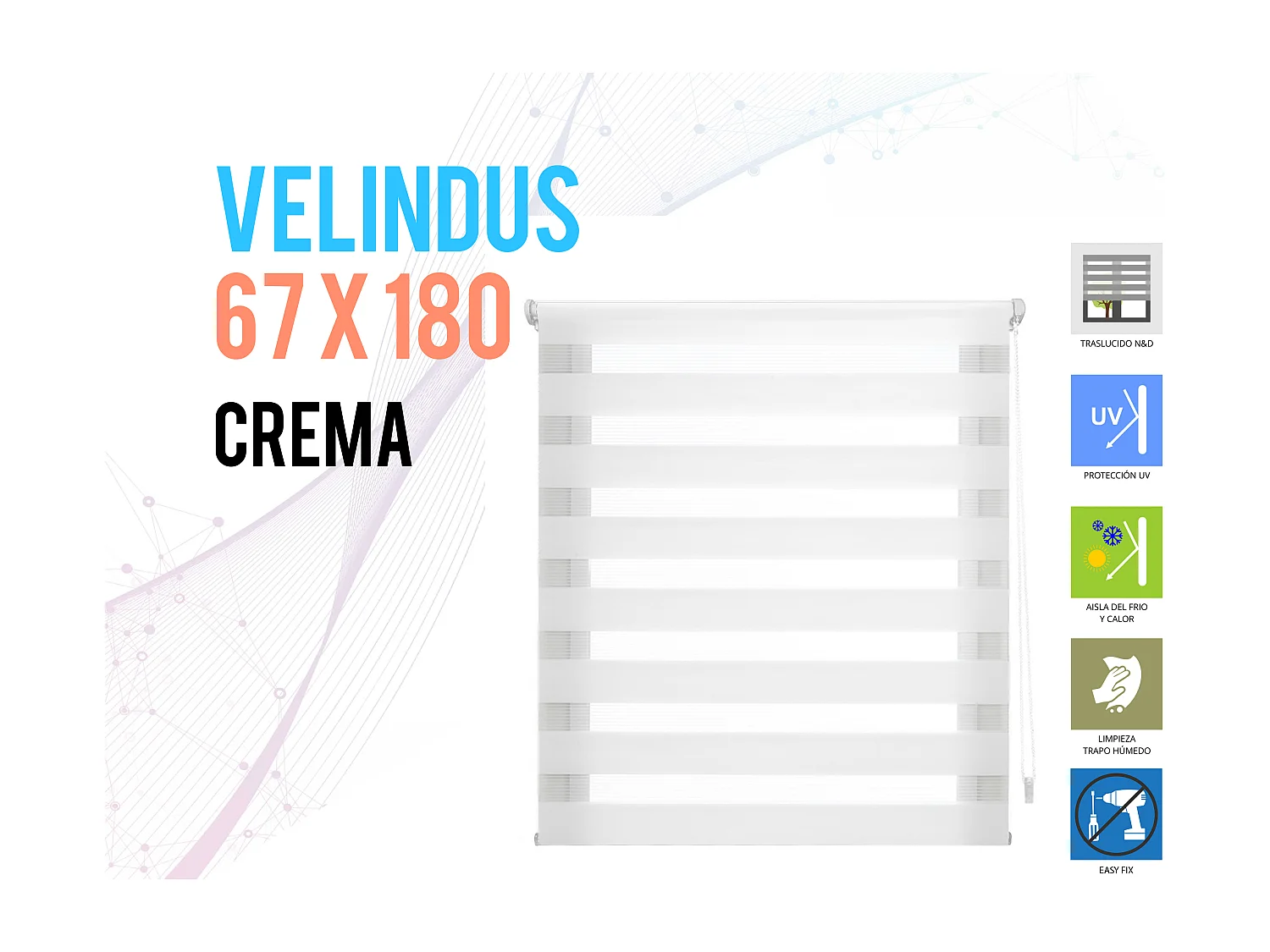 Store enrouleur Polyester Translucide Multicolore