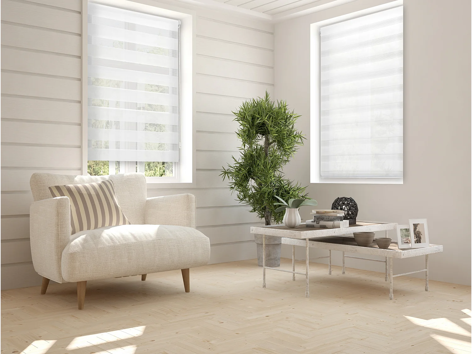 Dag- en nachtrolgordijn Eenvoudig te monteren met lijm of clips