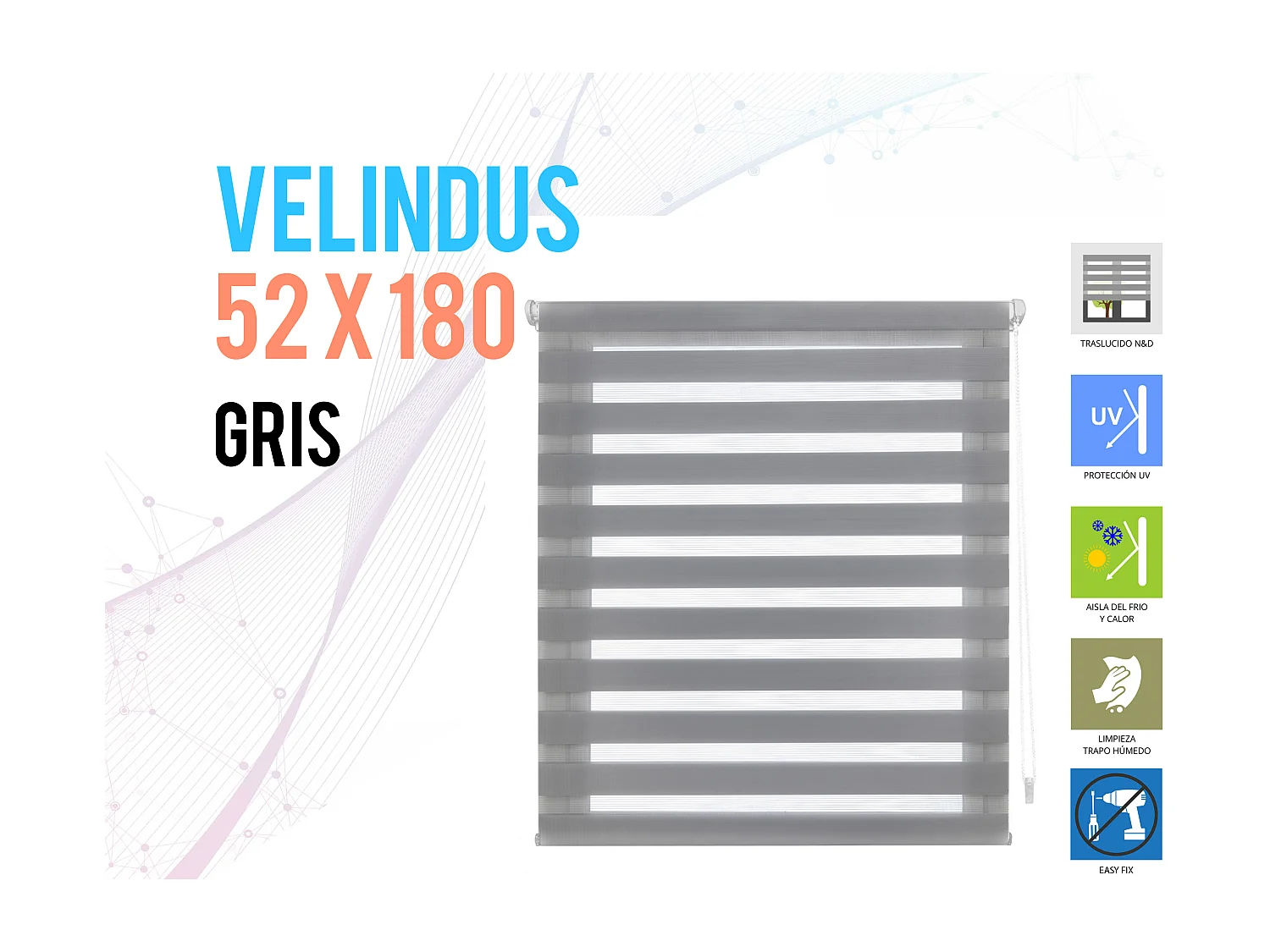 Dag- en nachtrolgordijn Eenvoudig te monteren met lijm of clips