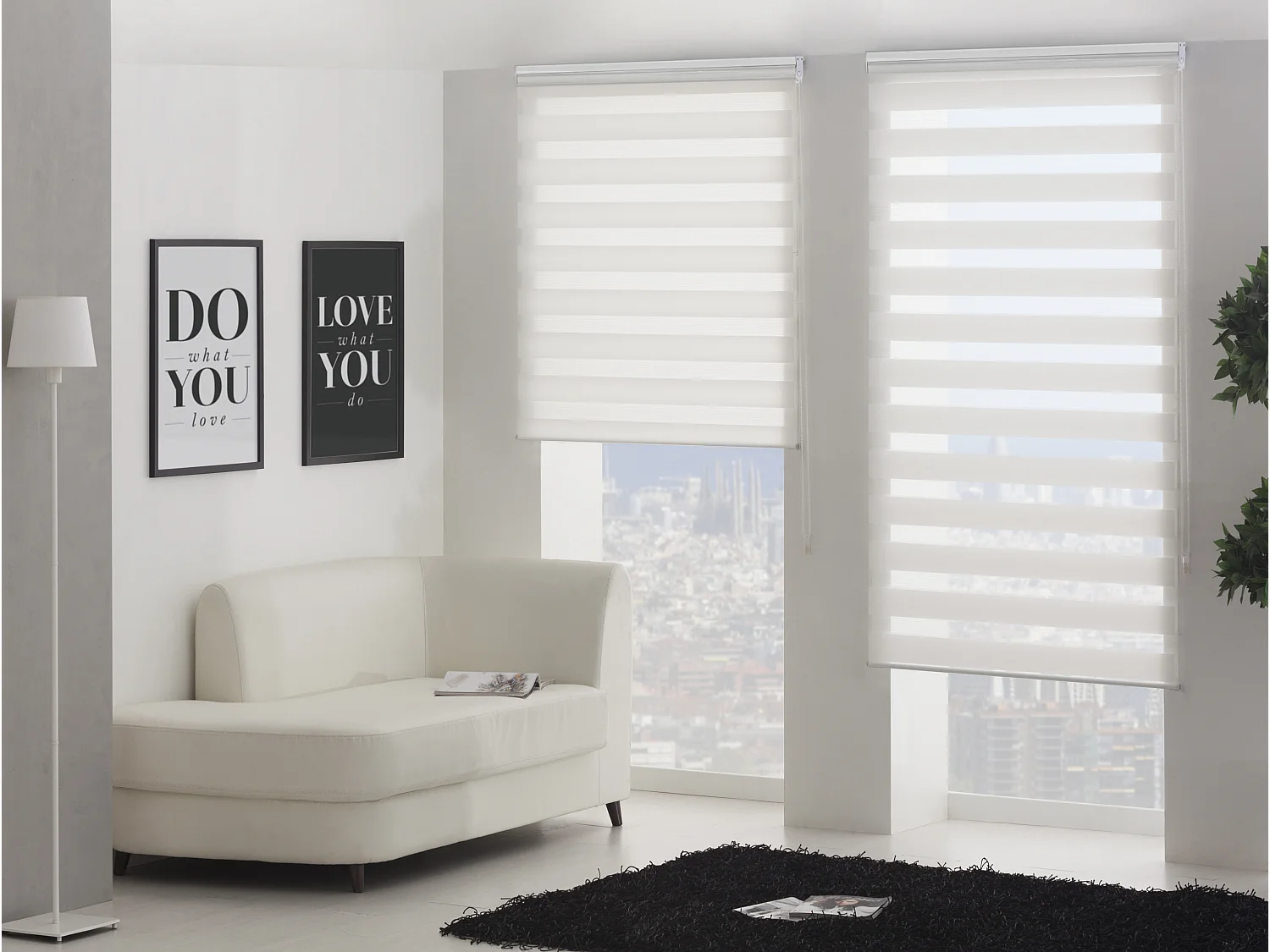 Estor noche y Día bicolor con tejido doble y cadena manual