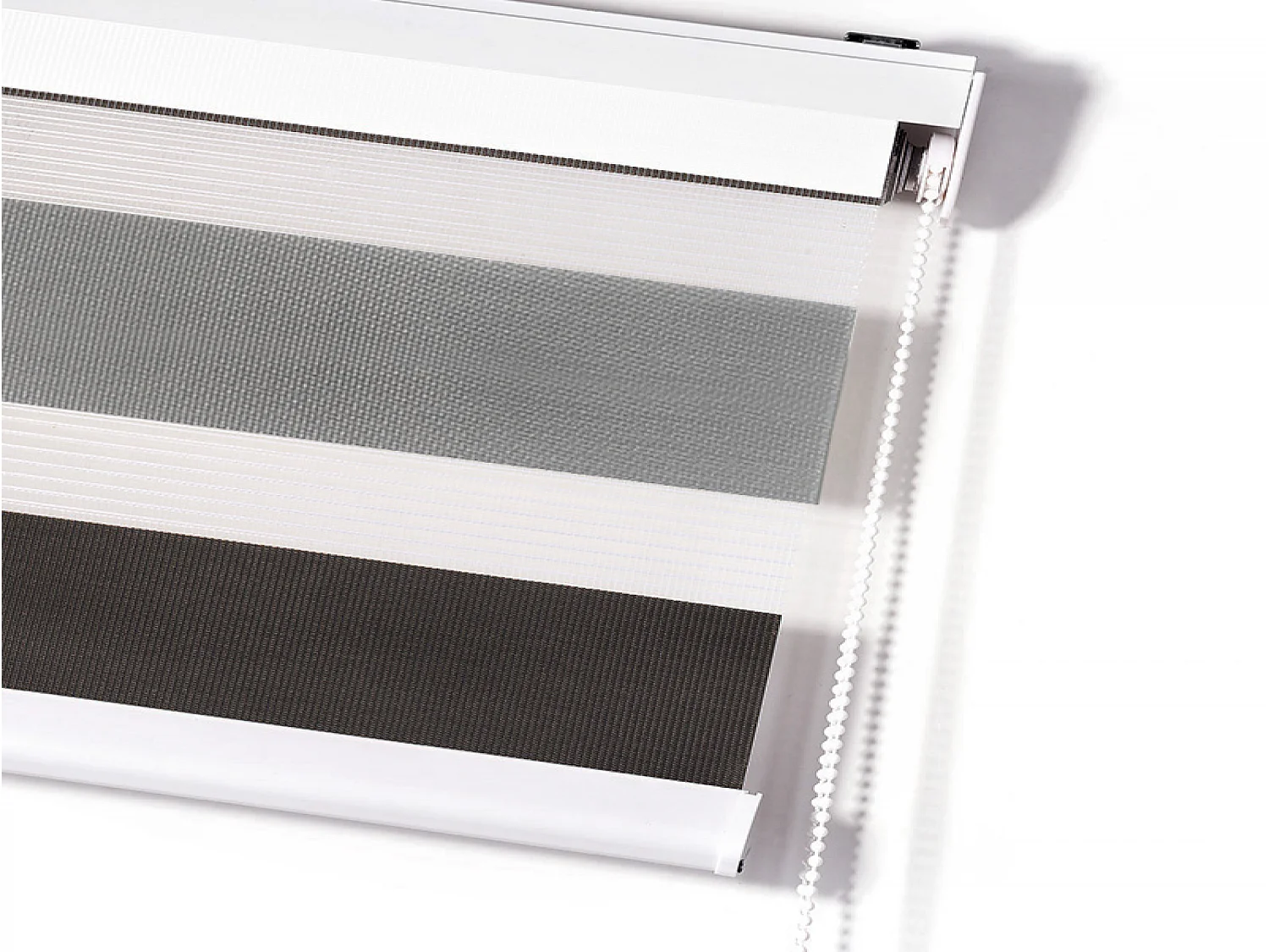 Cortina de rolo tricolor noite e dia com dupla tecelagem e corrente manual