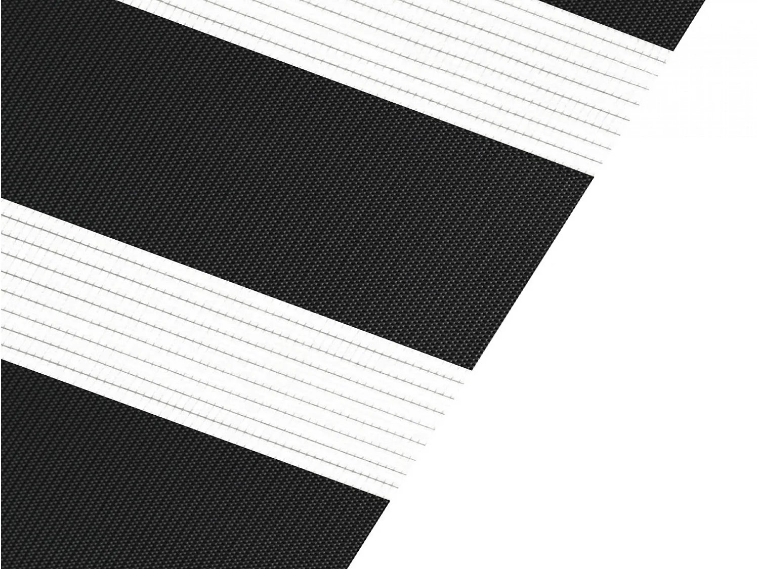 Tweekleurig dag- en nachtrolgordijn met dubbele weving en handketting