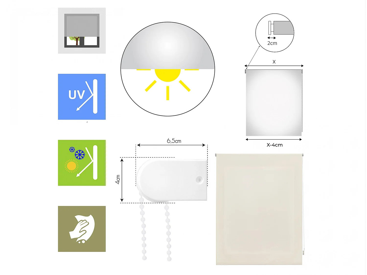 Store enrouleur Polyester Translucide 180x250