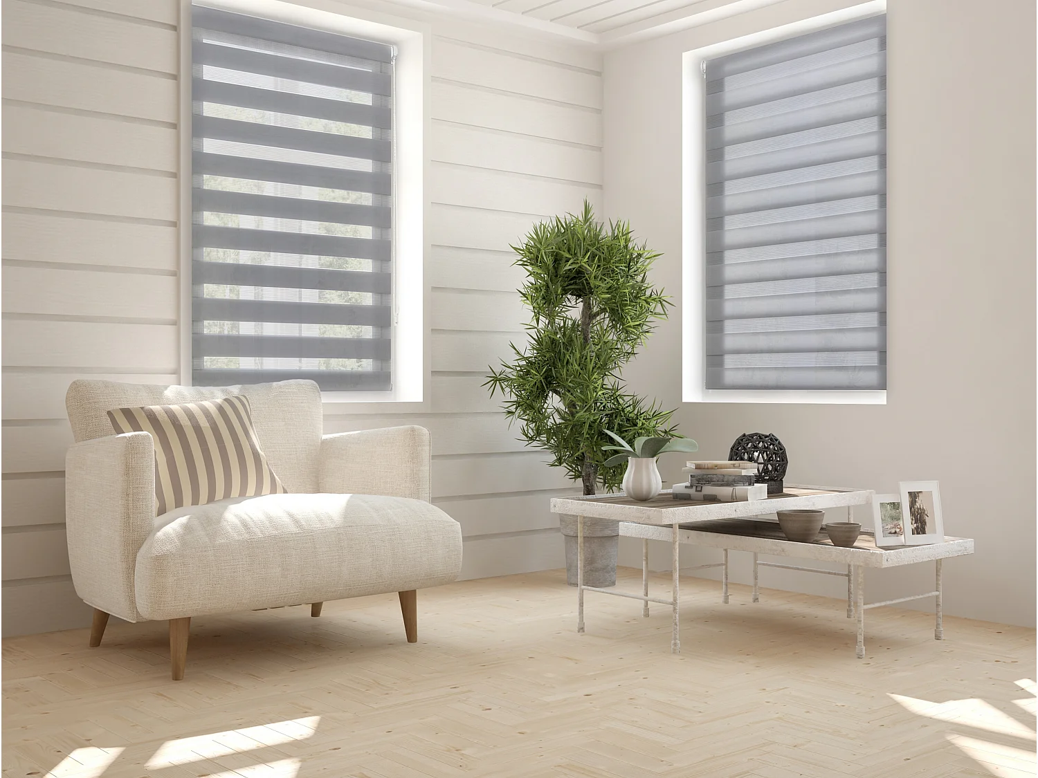 Dag- en nachtrolgordijn Eenvoudig te monteren met lijm of clips