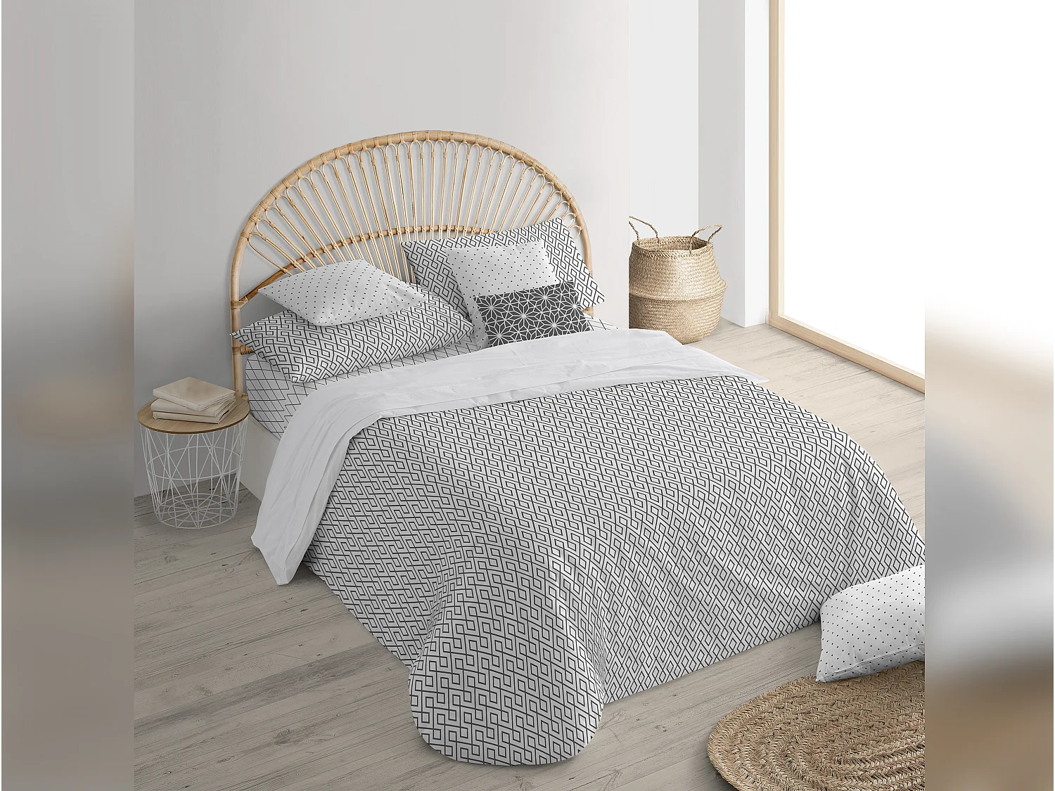 Housse de coussin 100% coton 1 pièce gris imprimé géométrique Coton