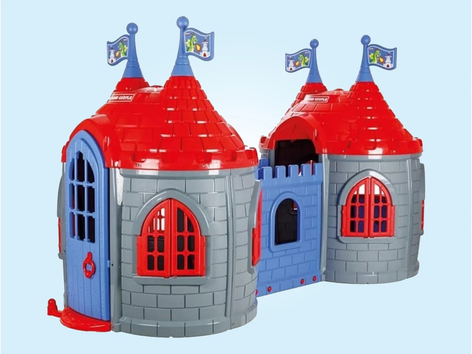 Château pour enfants en plastique avec deux tours CASTLE DU DRAGON DOUBLE