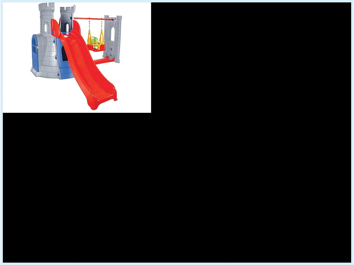 Château pour enfants en plastique avec toboggan et balançoire ENSEMBLE CASTLE SLIDE ET BALANÇOIRE