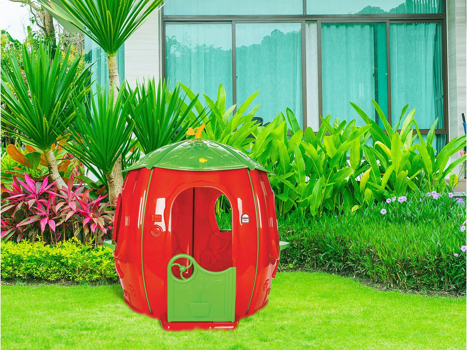 Caseta infantil de plástico con forma de fresa STRAWBERRY HOUSE