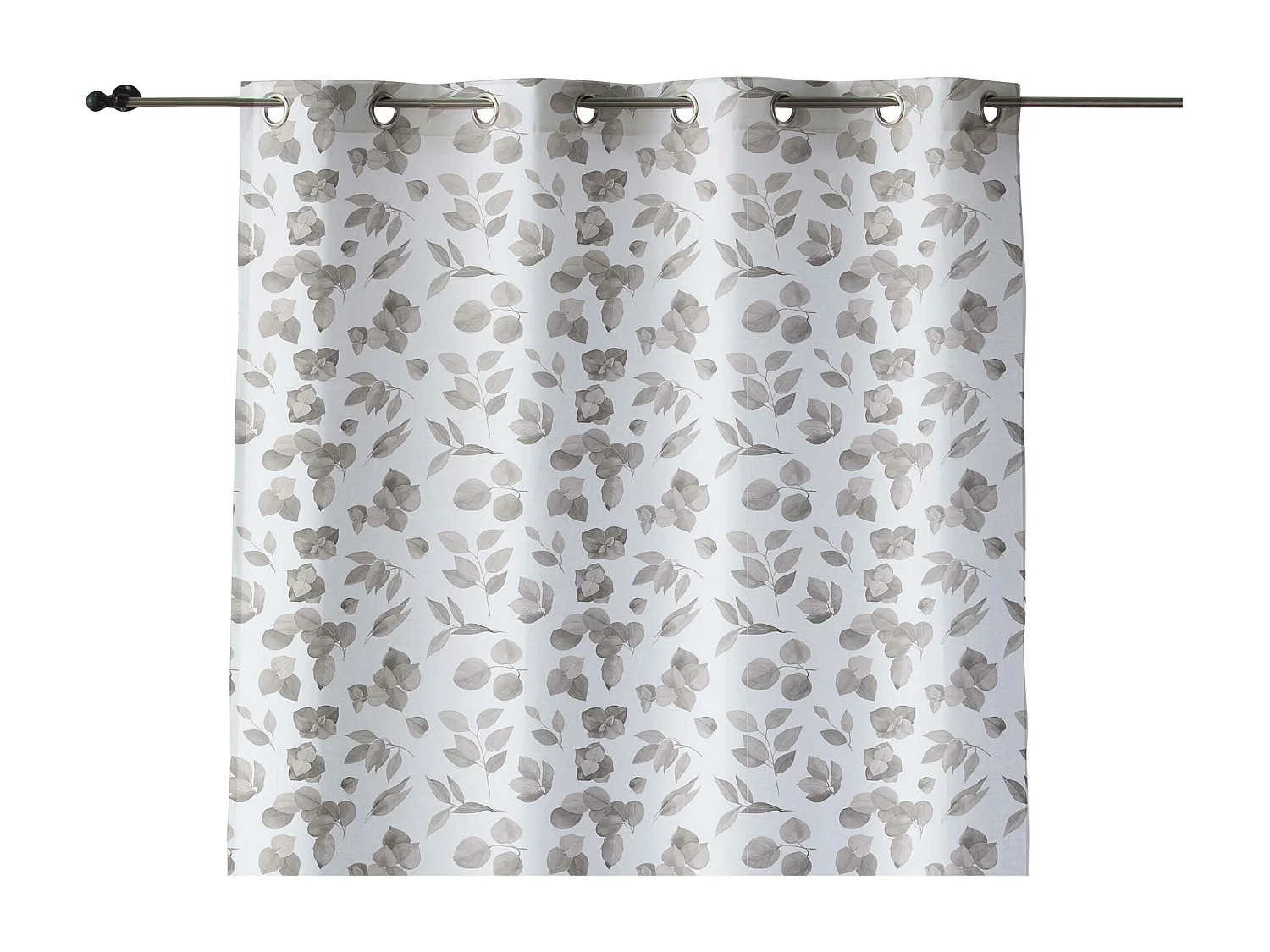 Cortina 100% algodón con estampado hojas colores cálidos