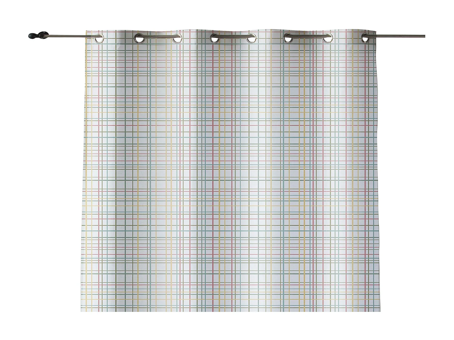 Cortina 100% algodón estampado con líneas geométricas multicolores