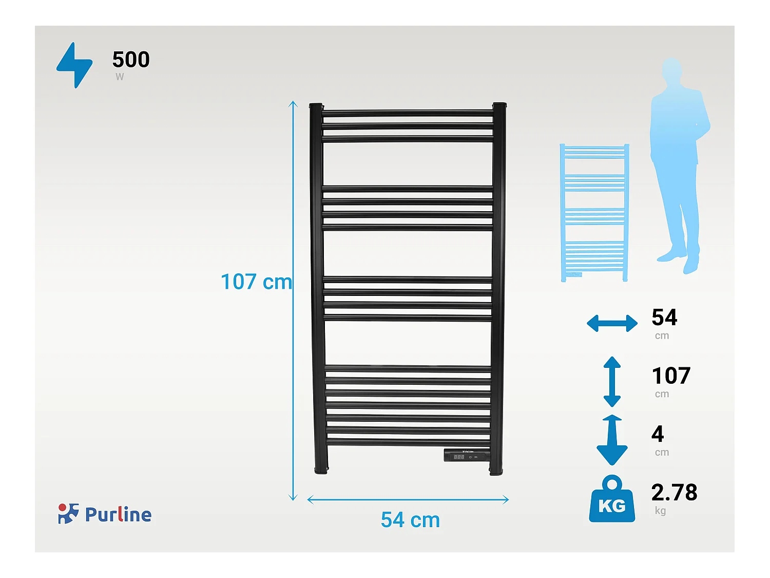 Sèche-serviettes avec minuterie 500W