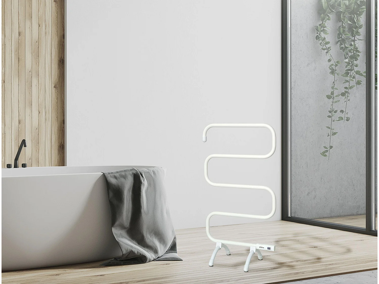 Toalheiro branco com design moderno em alumínio