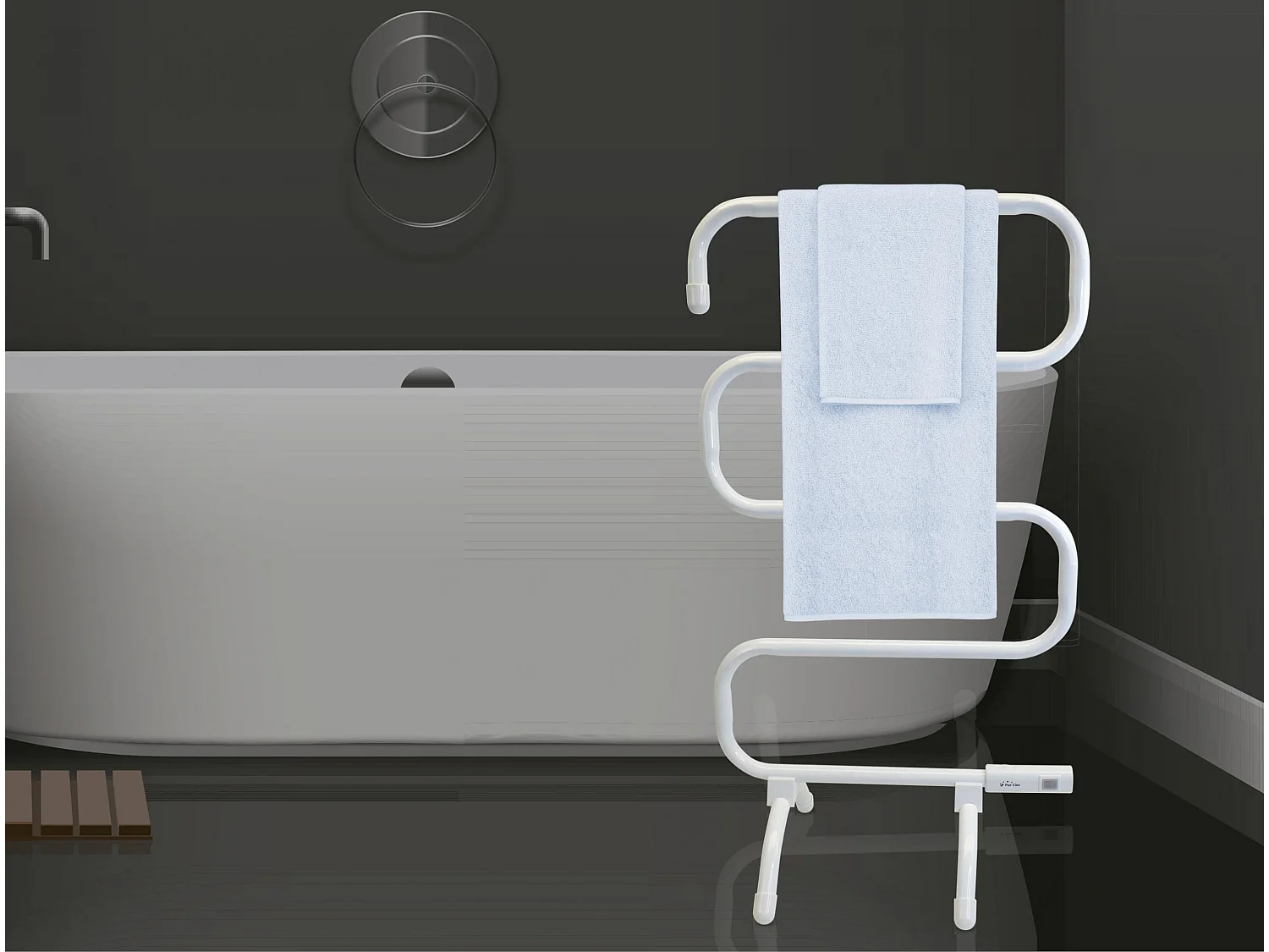 Toalheiro branco com design moderno em alumínio