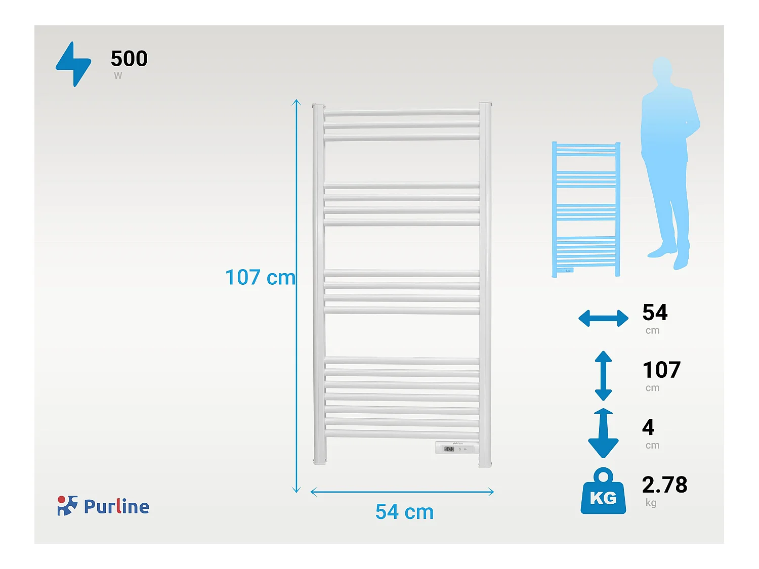 500 W aluminium handdoekhouder met timer