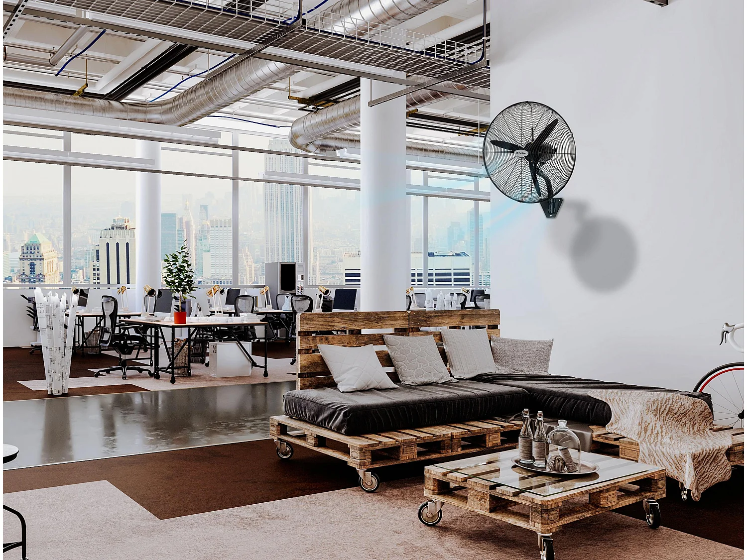 Ventilateur mural industriel 230W avec pales en aluminium