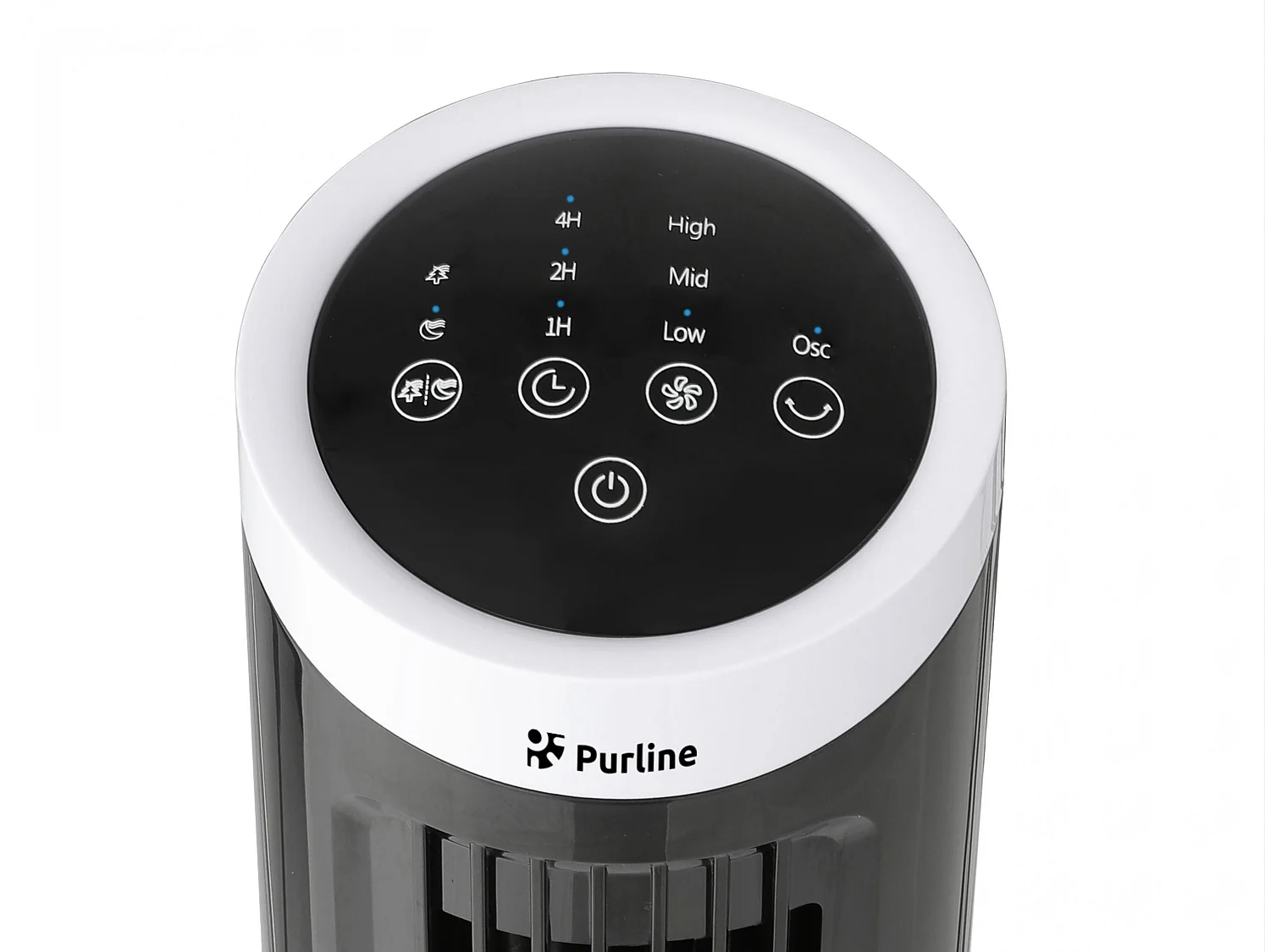 Ventilateur tour compact rotatif noir