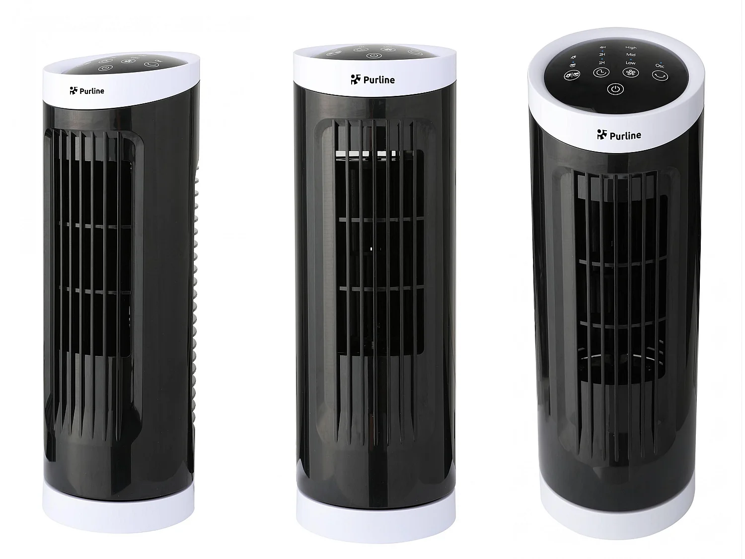 Ventilateur tour compact rotatif noir