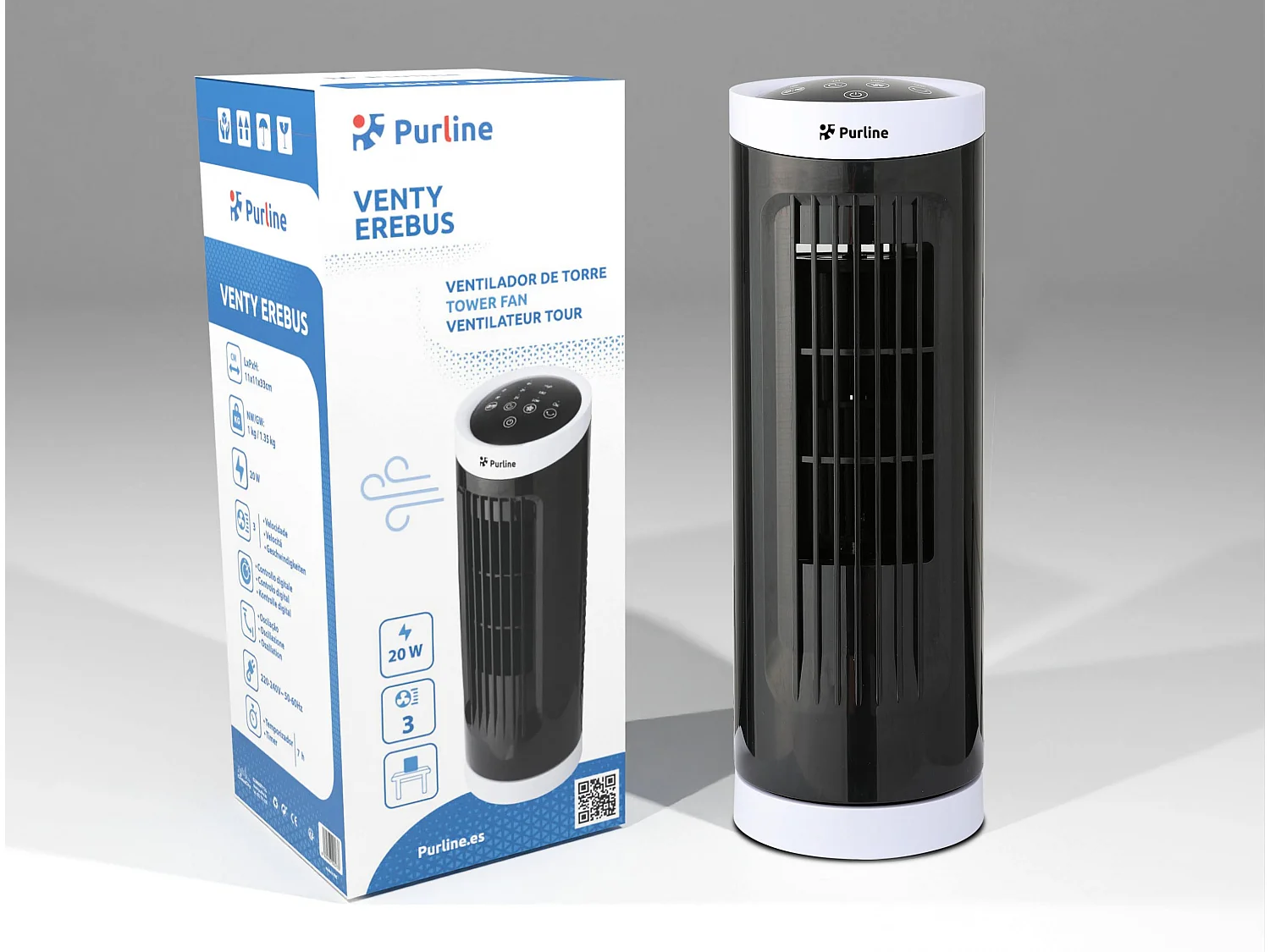 Compacte tafelmodel torenventilator