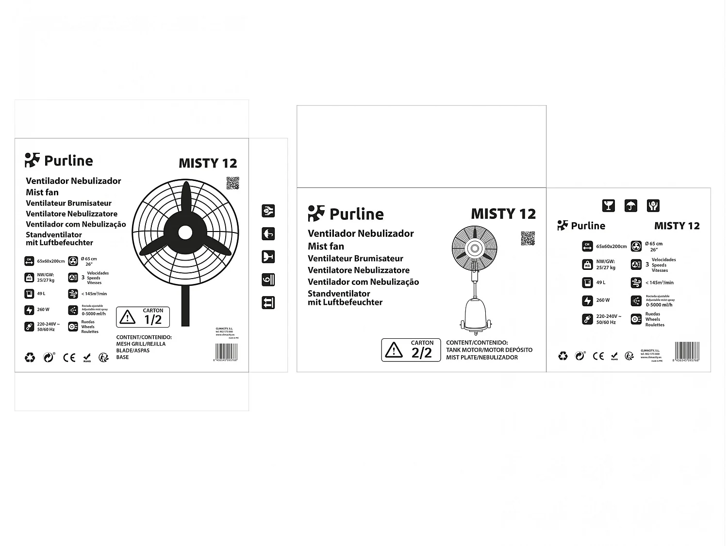 Ventilateur brumisateur à haut débit et réservoir de 49 L